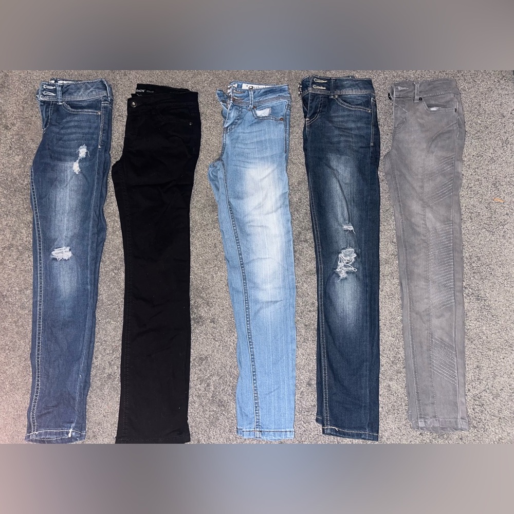 Set of 5 Youth Girls Skinny Jeans – Size 8 – DKNY, Indigo Rein & Jordache